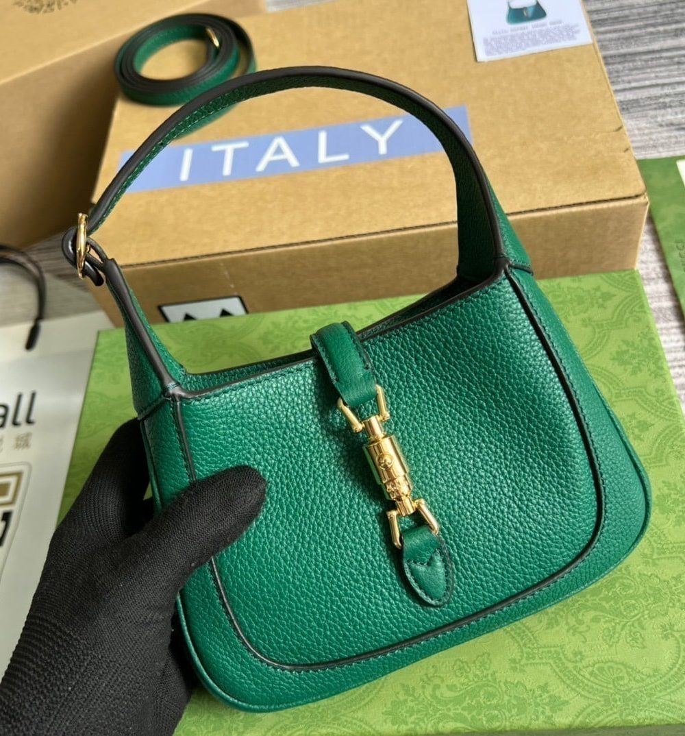 1:1 Replica Gucci Jackie 1961 Mini Shoulder Bag Green For Women, Women's Bags 7.5in/19cm GG