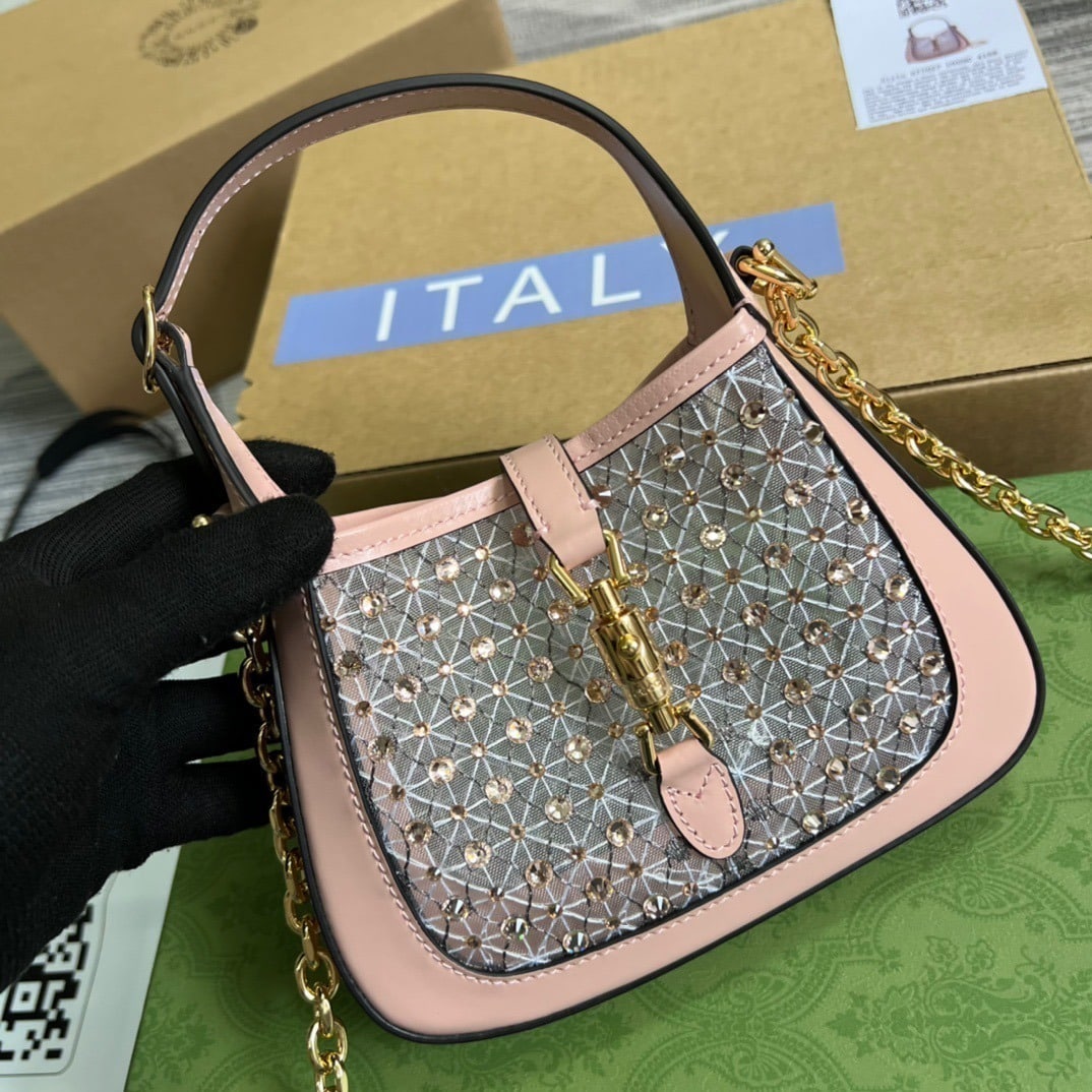 1:1 Replica Gucci Jackie 1961 Mini Shoulder Bag Light Pink For Women, Women's Bags 7.5in/19cm GG - Image 7