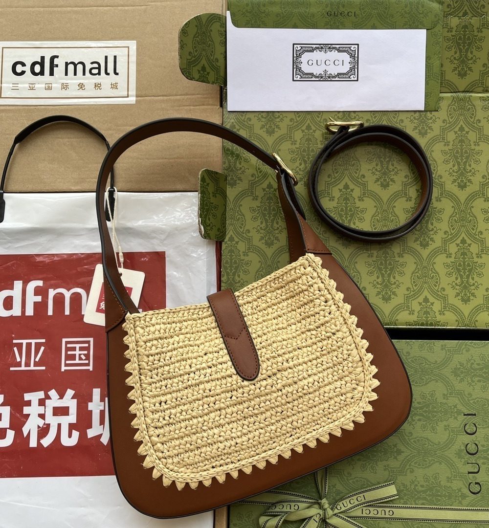 1:1 Replica Gucci Jackie 1961 Small Bag Beige And Brown For Women, Women's Bags 10.8in/27.5cm GG‎ ‎‎