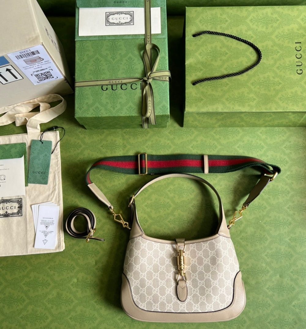 1:1 Replica Gucci Jackie 1961 Small GG Shoulder Bag Beige For Women, Women's Bags 11in/28cm GG ‎678843 UULAG 9682