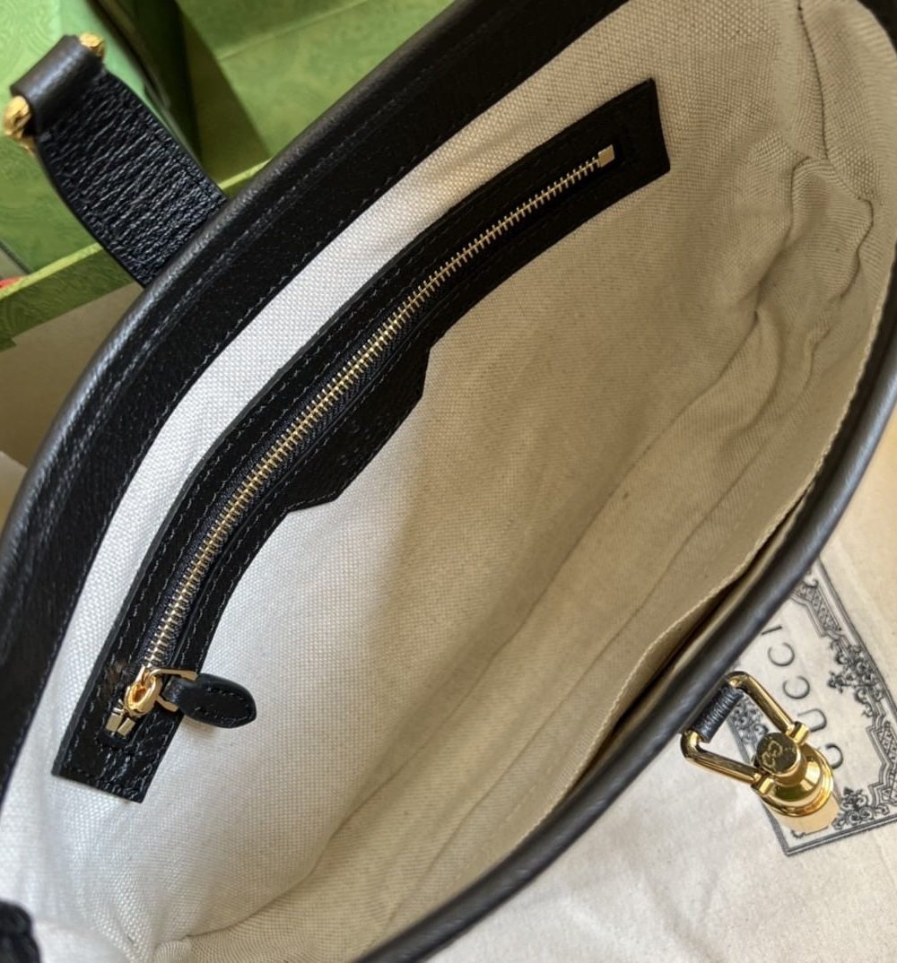 1:1 Replica Gucci Jackie 1961 Small Shoulder Bag Black And Ivory GG Denim Jacquard For Women 11in/28cm 678843 UN3AG 1294