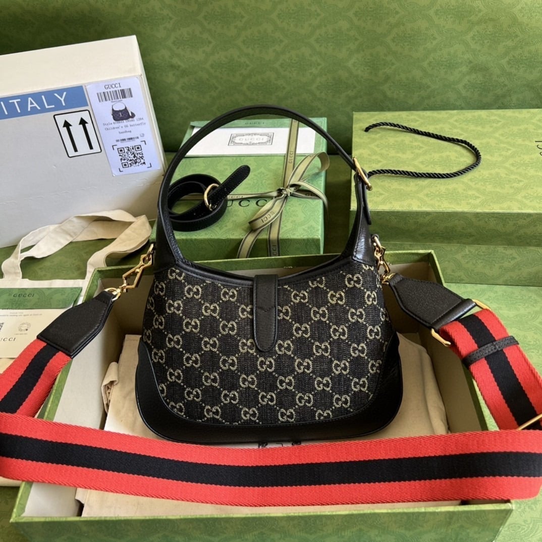 1:1 Replica Gucci Jackie 1961 Small Shoulder Bag Black And Ivory GG Denim Jacquard For Women 11in/28cm 678843 UN3AG 1294 - Image 2