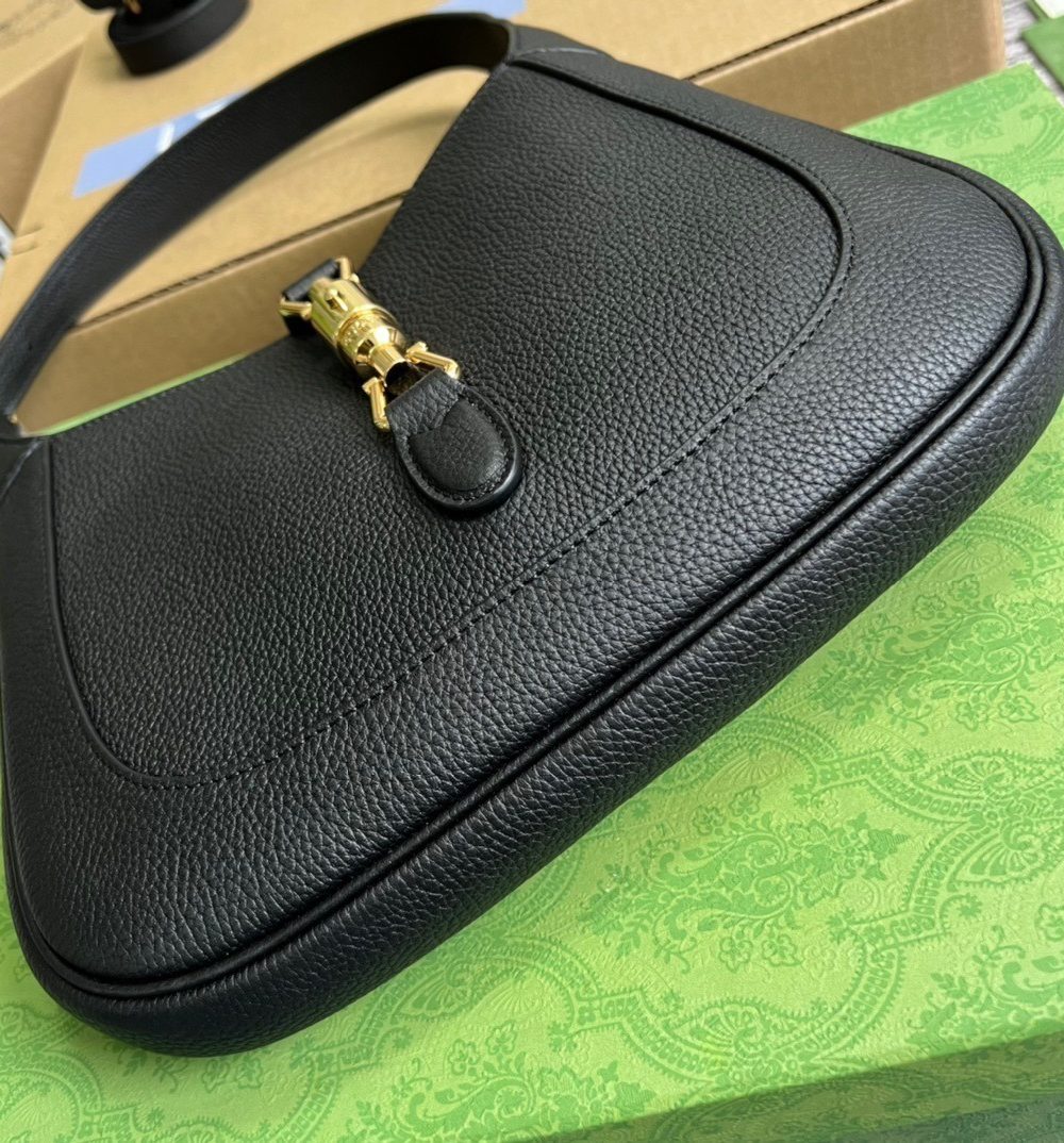 1:1 Replica Gucci Jackie 1961 Small Shoulder Bag Black For Women, Women's Bags 10.8in/28cm GG ‎636709 10O0G 1000