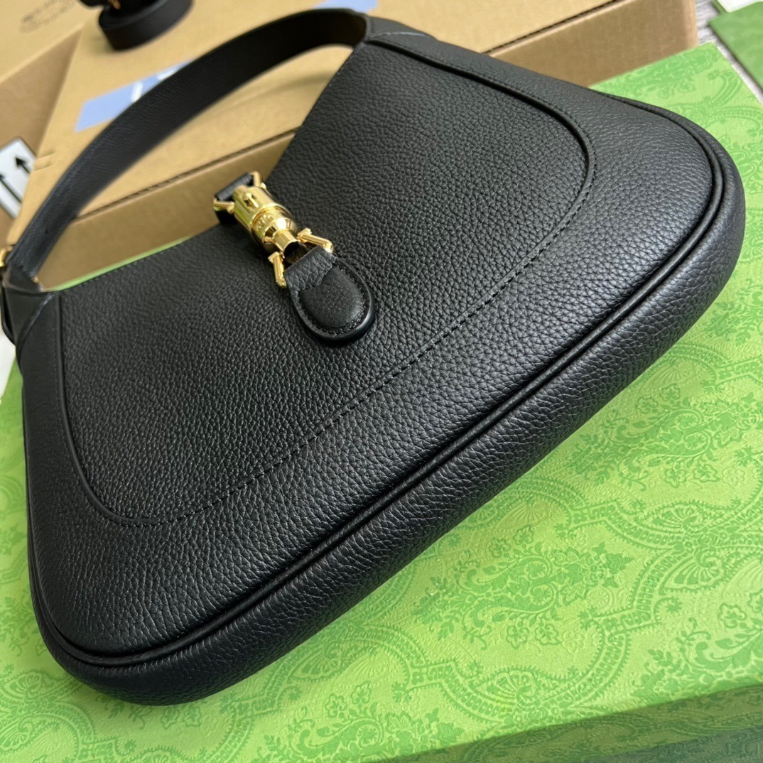 1:1 Replica Gucci Jackie 1961 Small Shoulder Bag Black For Women, Women's Bags 10.8in/28cm GG 636709 10O0G 1000 - Image 3