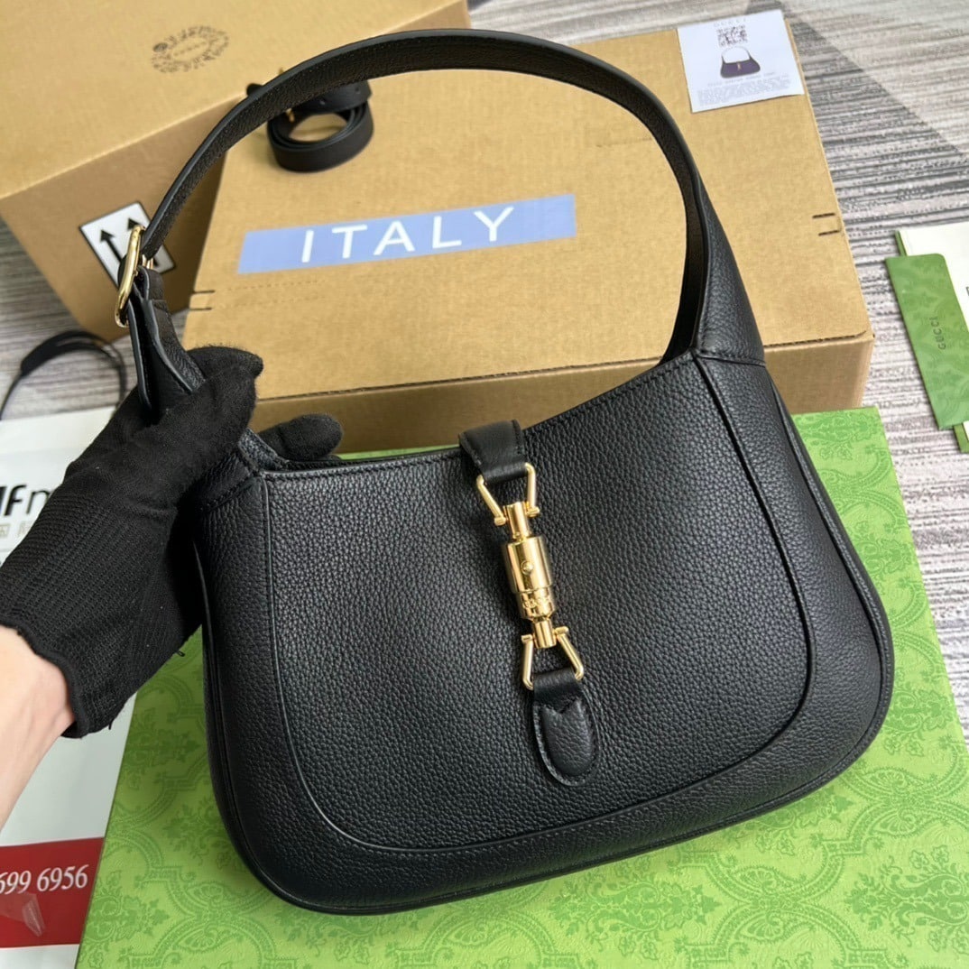 1:1 Replica Gucci Jackie 1961 Small Shoulder Bag Black For Women, Women's Bags 10.8in/28cm GG 636709 10O0G 1000 - Image 2