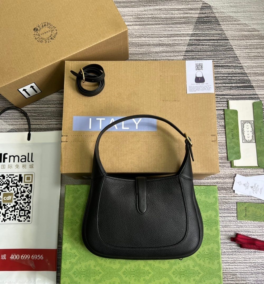 1:1 Replica Gucci Jackie 1961 Small Shoulder Bag Black For Women, Women's Bags 10.8in/28cm GG ‎636709 10O0G 1000