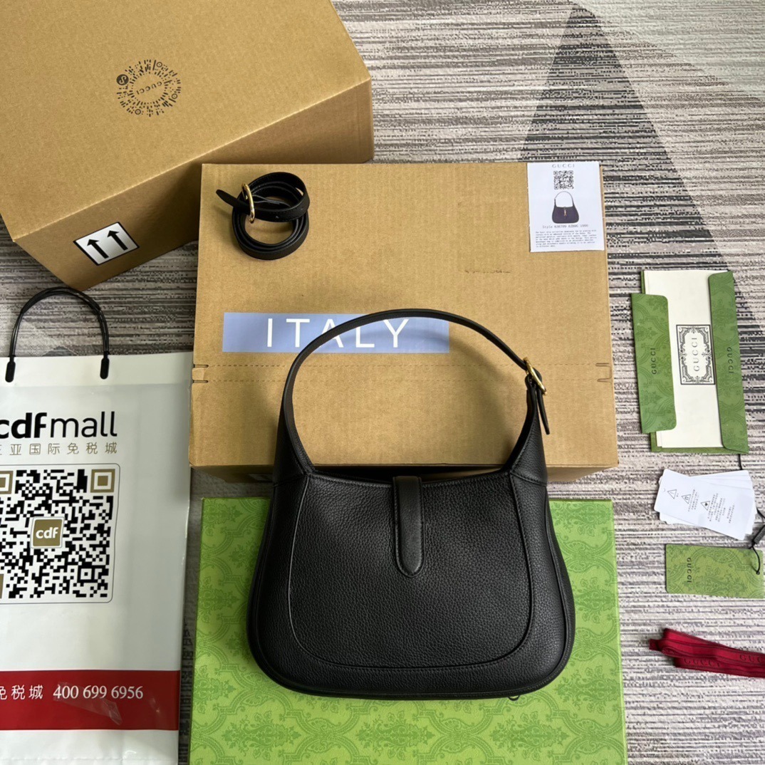 1:1 Replica Gucci Jackie 1961 Small Shoulder Bag Black For Women, Women's Bags 10.8in/28cm GG 636709 10O0G 1000 - Image 7