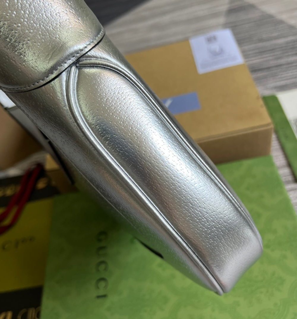 1:1 Replica Gucci Jackie 1961 Small Shoulder Bag Silver For Women, Women's Bags 10.8in/28cm GG