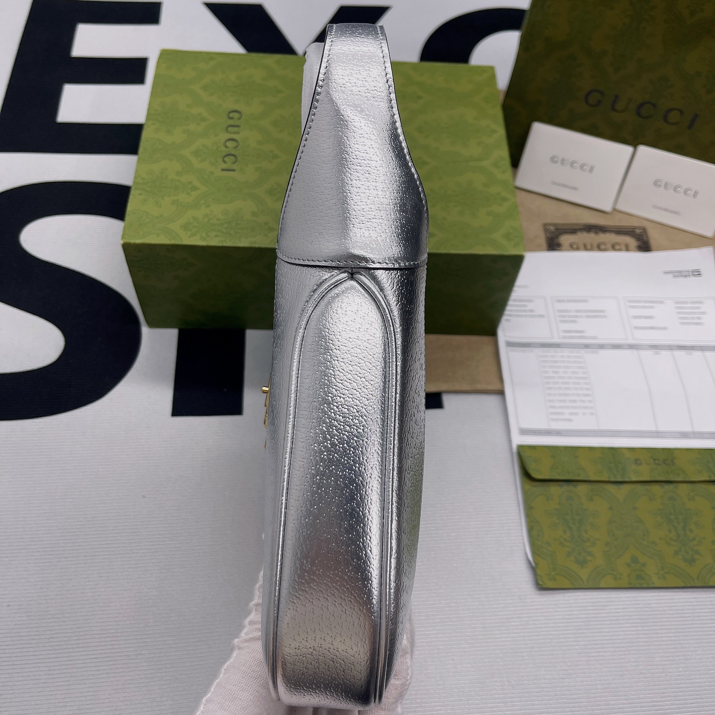 1:1 Replica Gucci Jackie 1961 Small Shoulder Bag Silver For Women, Women's Bags 10.8in/28cm GG - Image 8