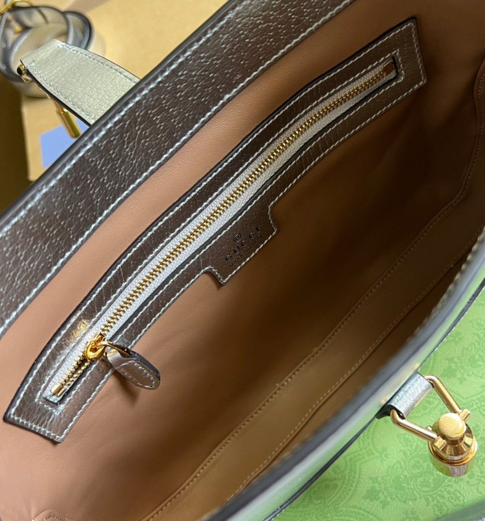 1:1 Replica Gucci Jackie 1961 Small Shoulder Bag Silver For Women, Women's Bags 10.8in/28cm GG