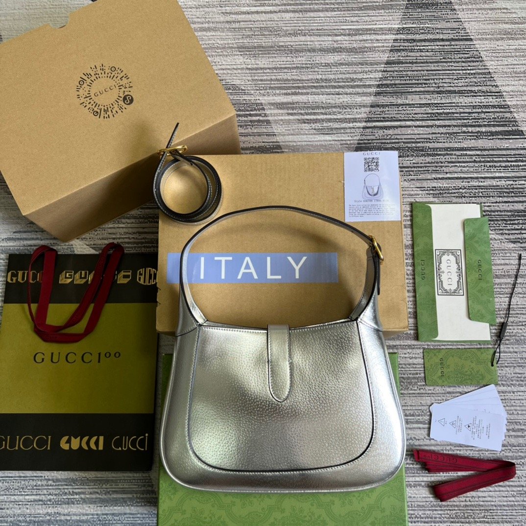 1:1 Replica Gucci Jackie 1961 Small Shoulder Bag Silver For Women, Women's Bags 10.8in/28cm GG - Image 14