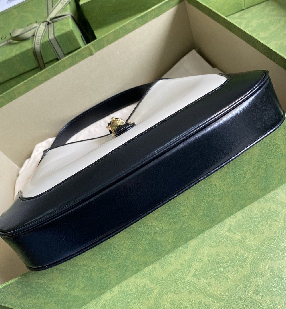 1:1 Replica Gucci Jackie 1961 Small Shoulder Bag White With Black 11in/28cm 636706 10OBG 9099