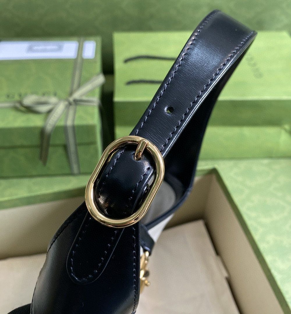 1:1 Replica Gucci Jackie 1961 Small Shoulder Bag White With Black 11in/28cm 636706 10OBG 9099