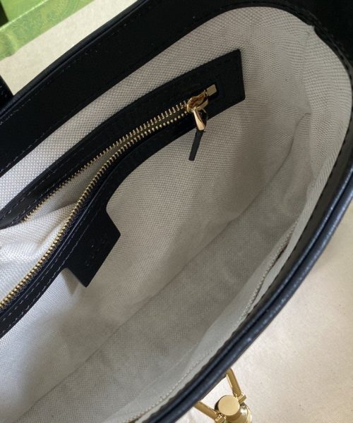 1:1 Replica Gucci Jackie 1961 Small Shoulder Bag White With Black 11in/28cm 636706 10OBG 9099