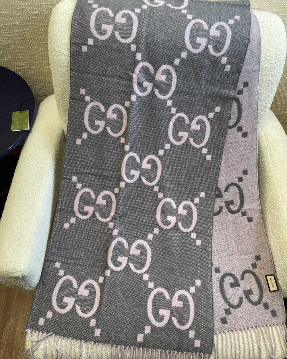 Gucci Jacquard Grey Scarf 180cm/71in