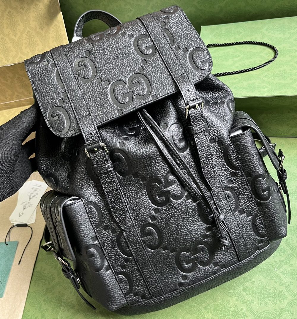 1:1 Replica Gucci Jumbo Gg Backpack Green Khaki/Black For Women 38.5cm / 15.1in 625770 AABZF 3341