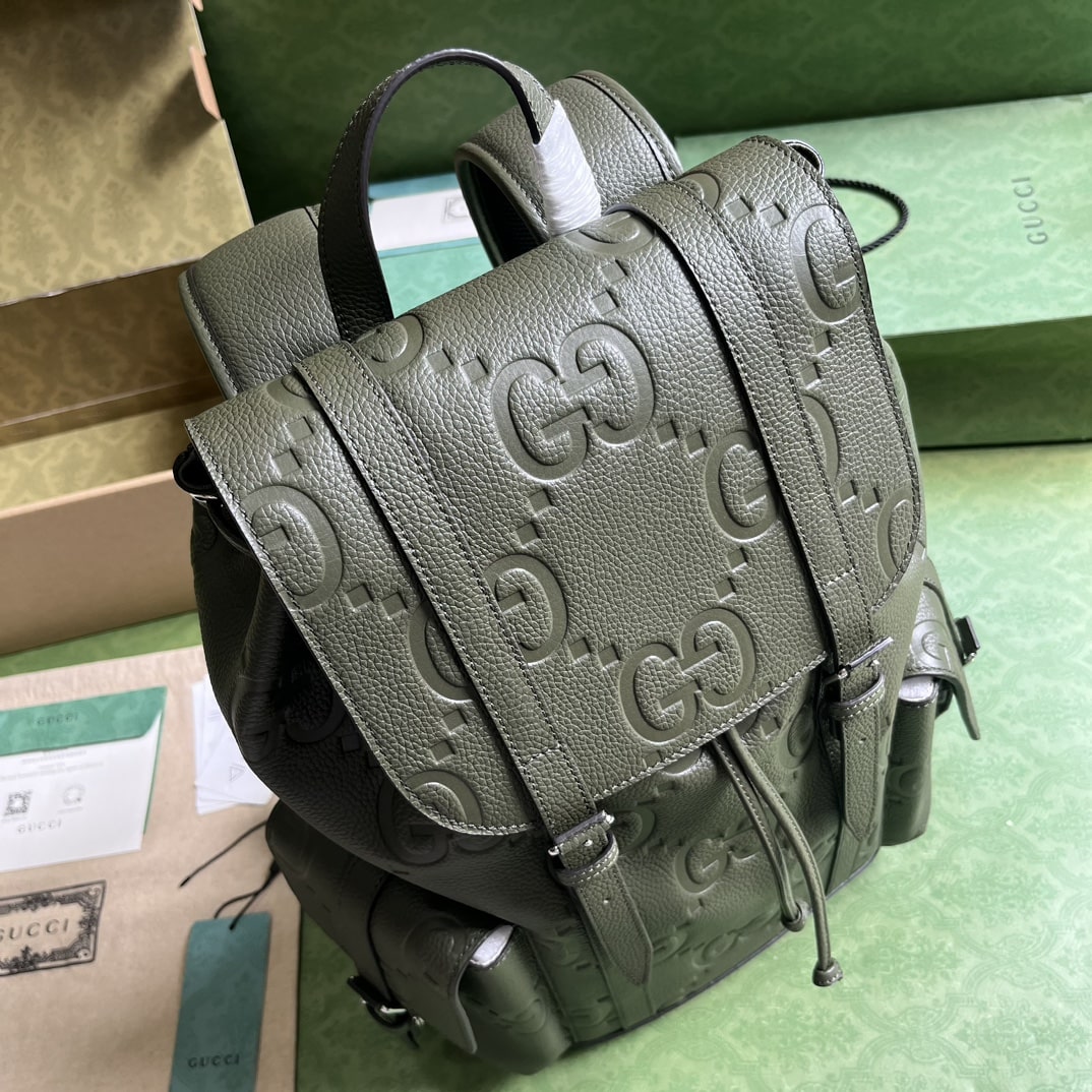 1:1 Replica Gucci Jumbo Gg Backpack Green Khaki/Black For Women 38.5cm / 15.1in 625770 AABZF 3341 - Image 3