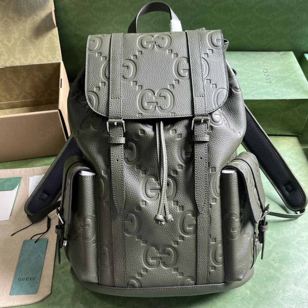 1:1 Replica Gucci Jumbo Gg Backpack Green Khaki/Black For Women 38.5cm / 15.1in 625770 AABZF 3341 - Image 21
