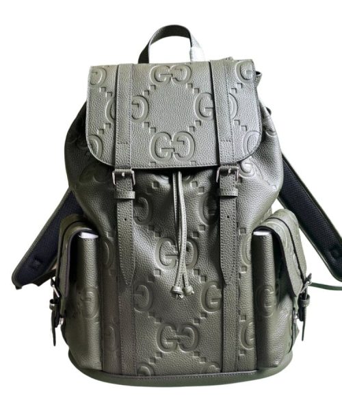 1:1 Replica Gucci Jumbo Gg Backpack Green Khaki/Black For Women 38.5cm / 15.1in 625770 AABZF 3341