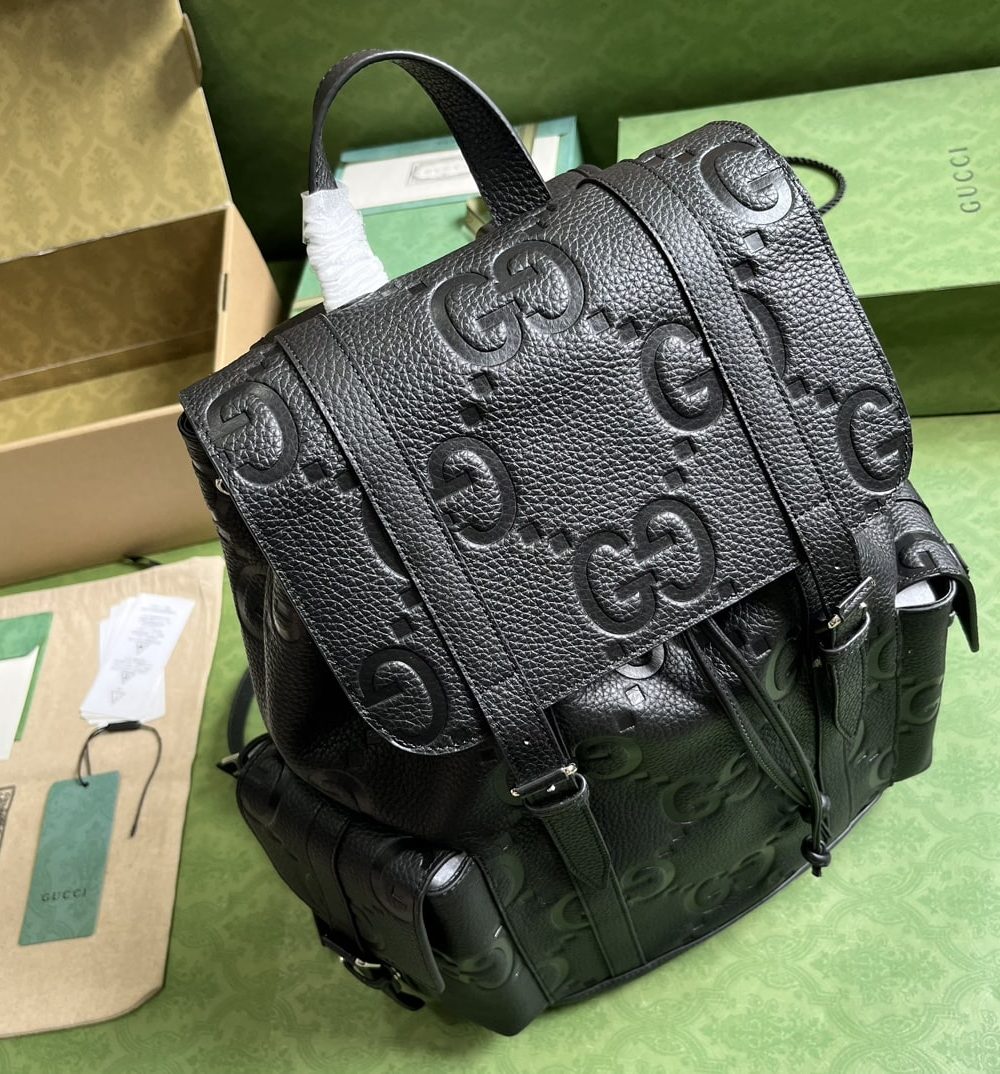 1:1 Replica Gucci Jumbo Gg Backpack Green Khaki/Black For Women 38.5cm / 15.1in 625770 AABZF 3341