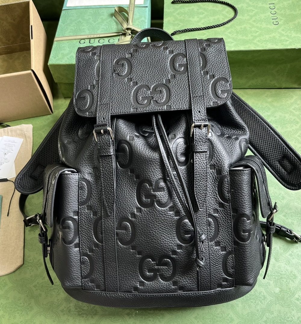 1:1 Replica Gucci Jumbo Gg Backpack Green Khaki/Black For Women 38.5cm / 15.1in 625770 AABZF 3341