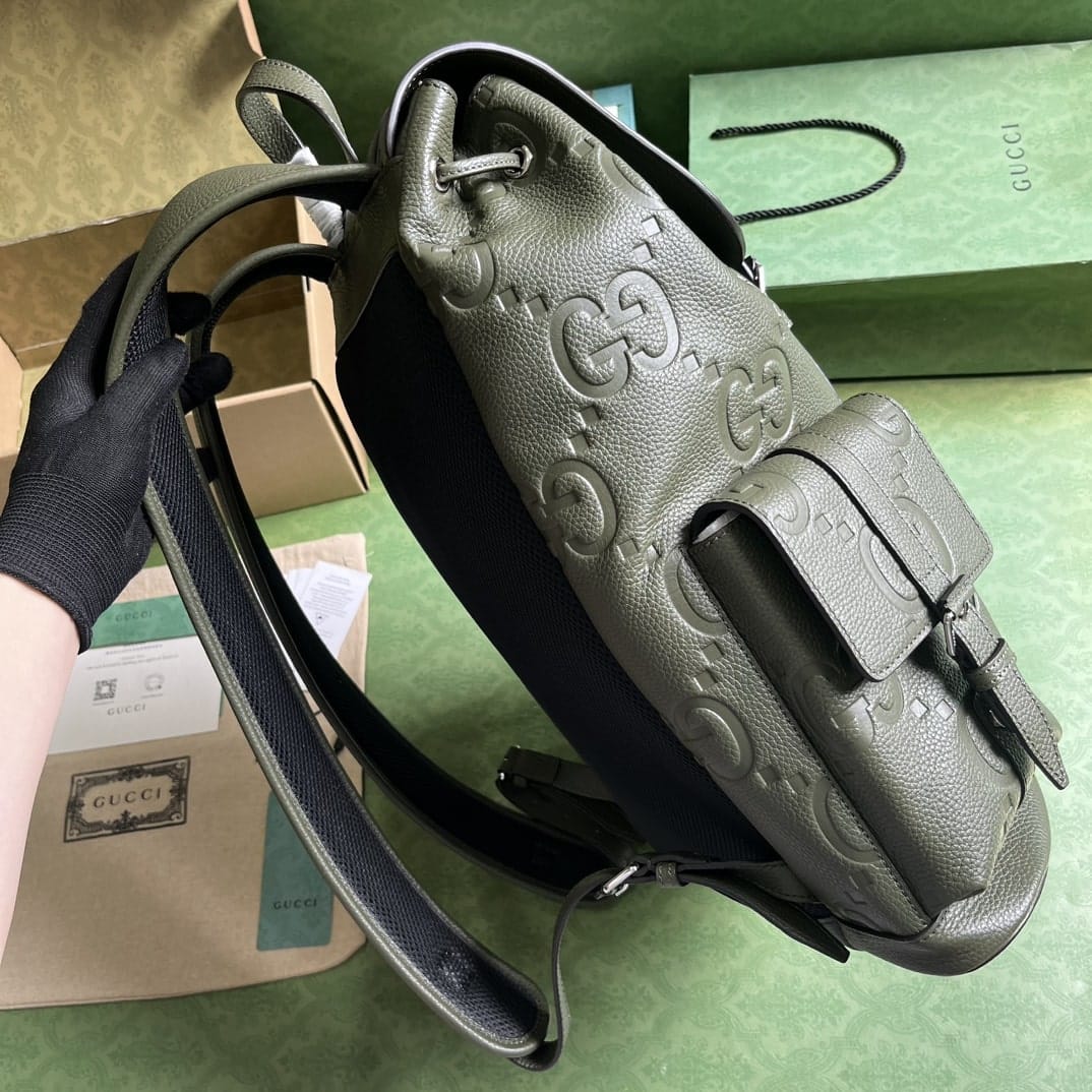 1:1 Replica Gucci Jumbo Gg Backpack Green Khaki/Black For Women 38.5cm / 15.1in 625770 AABZF 3341 - Image 9