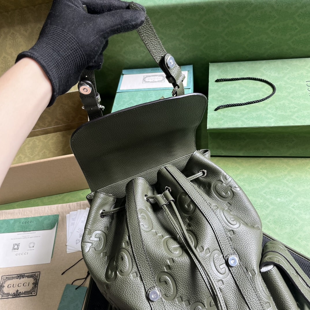 1:1 Replica Gucci Jumbo Gg Backpack Green Khaki/Black For Women 38.5cm / 15.1in 625770 AABZF 3341 - Image 10