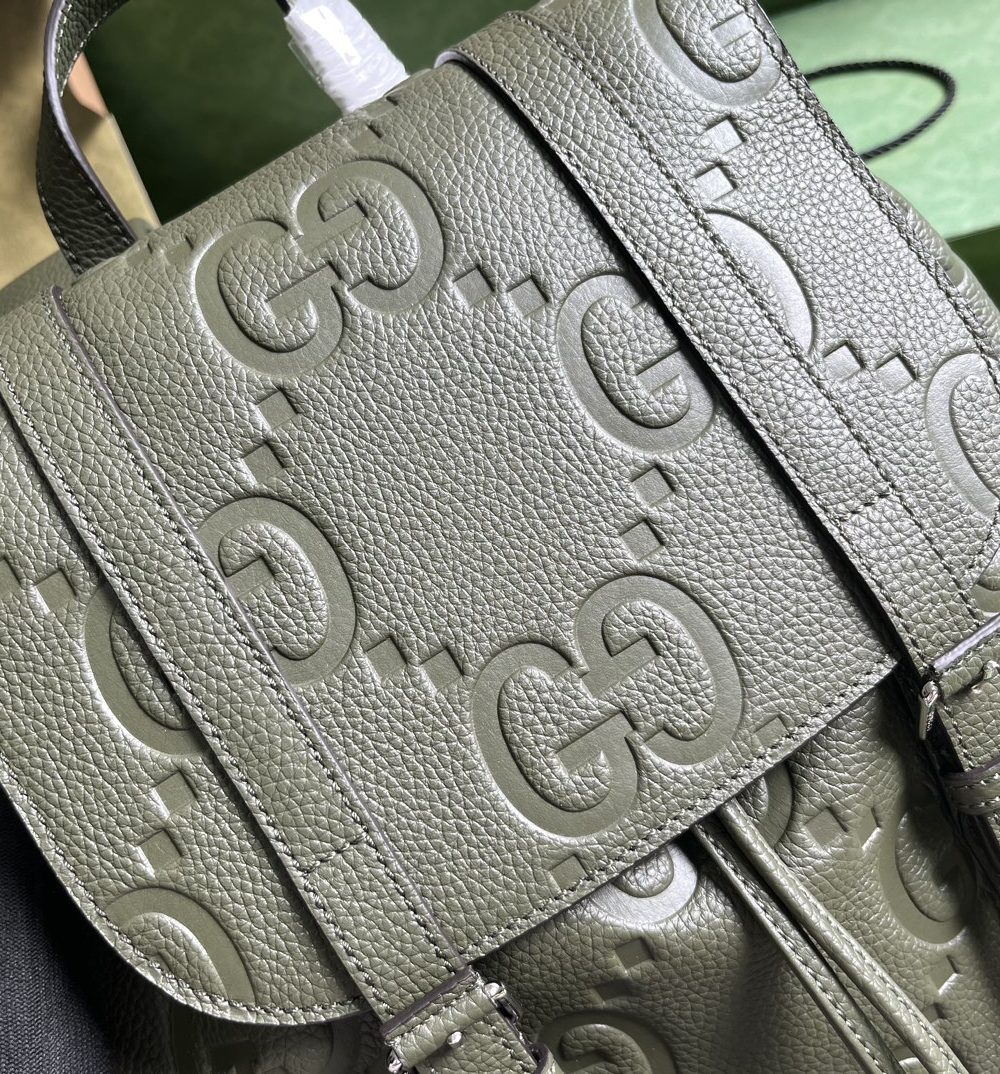 1:1 Replica Gucci Jumbo Gg Backpack Green Khaki/Black For Women 38.5cm / 15.1in 625770 AABZF 3341