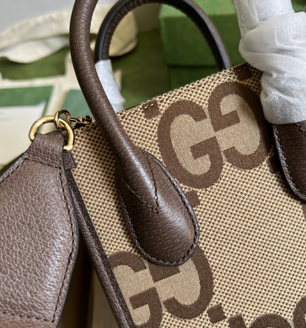 1:1 Replica Gucci Jumbo GG Mini Tote Bag Camel And Ebony Jumbo Canvas For Women  8in/20cm 699406 UKMDG 2570
