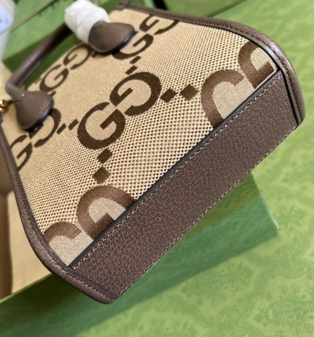 1:1 Replica Gucci Jumbo GG Mini Tote Bag Camel And Ebony Jumbo Canvas For Women  8in/20cm 699406 UKMDG 2570