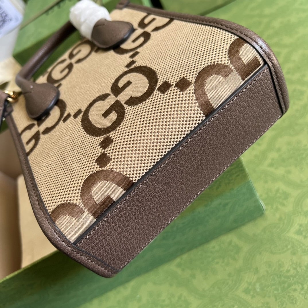 1:1 Replica Gucci Jumbo GG Mini Tote Bag Camel And Ebony Jumbo Canvas For Women 8in/20cm 699406 UKMDG 2570 - Image 5