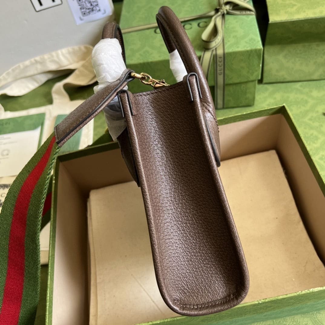 1:1 Replica Gucci Jumbo GG Mini Tote Bag Camel And Ebony Jumbo Canvas For Women 8in/20cm 699406 UKMDG 2570 - Image 2