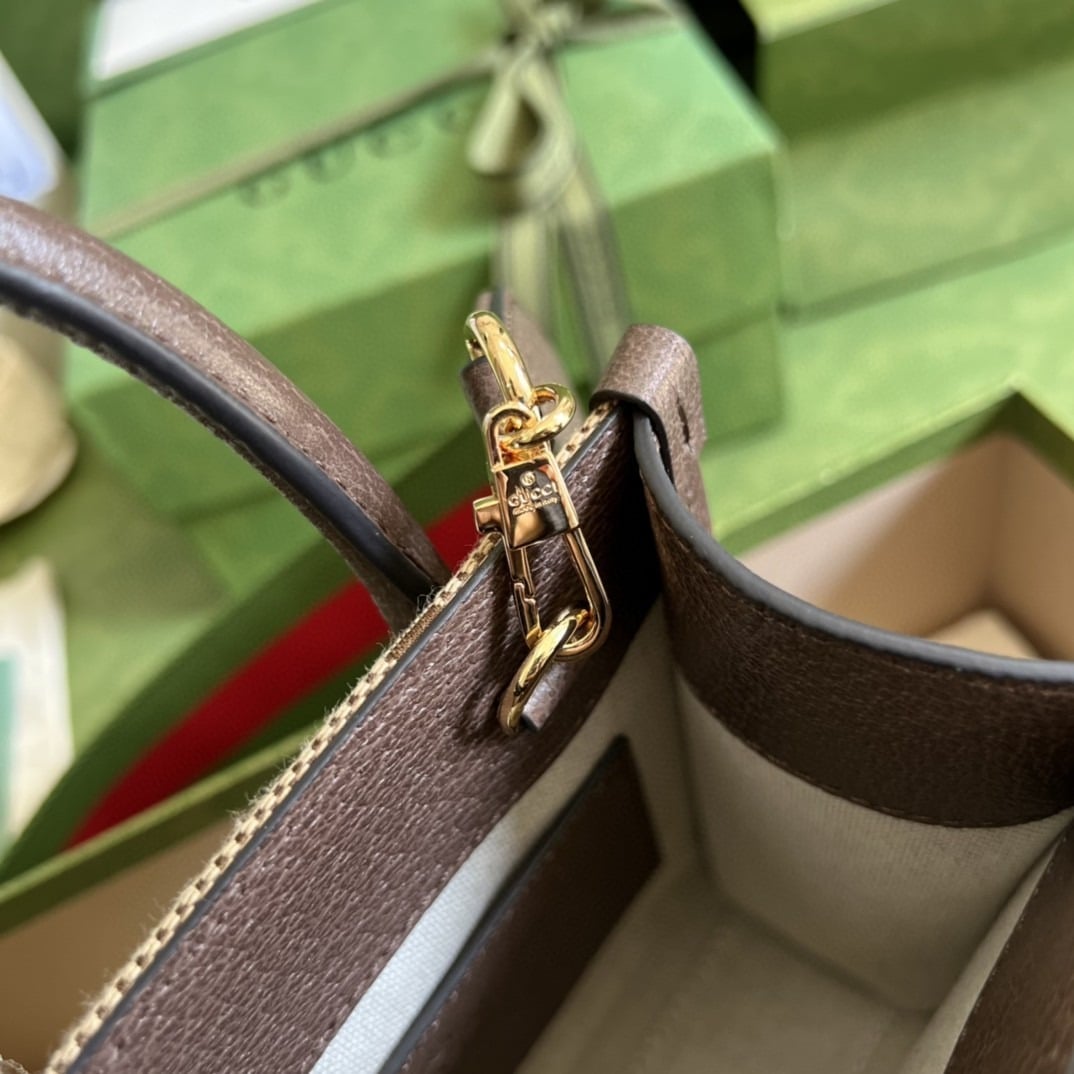 1:1 Replica Gucci Jumbo GG Mini Tote Bag Camel And Ebony Jumbo Canvas For Women 8in/20cm 699406 UKMDG 2570 - Image 3