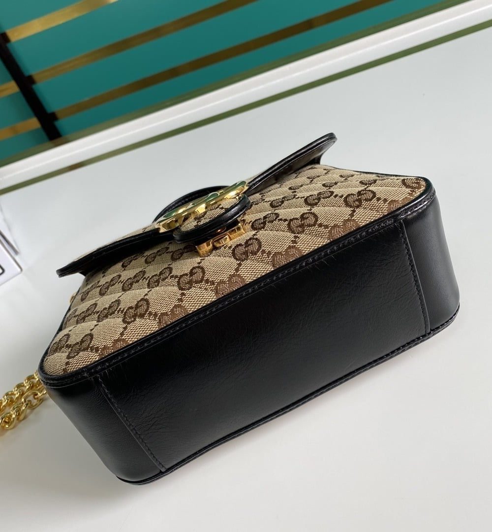1:1 Replica Gucci Ladies GG Canvas Marmont Mini Top Handle Bag Beige/Ebony Diagonal Matelassé Original GG Canvas 8.3in/21cm GG 583571 HVKEG 9772