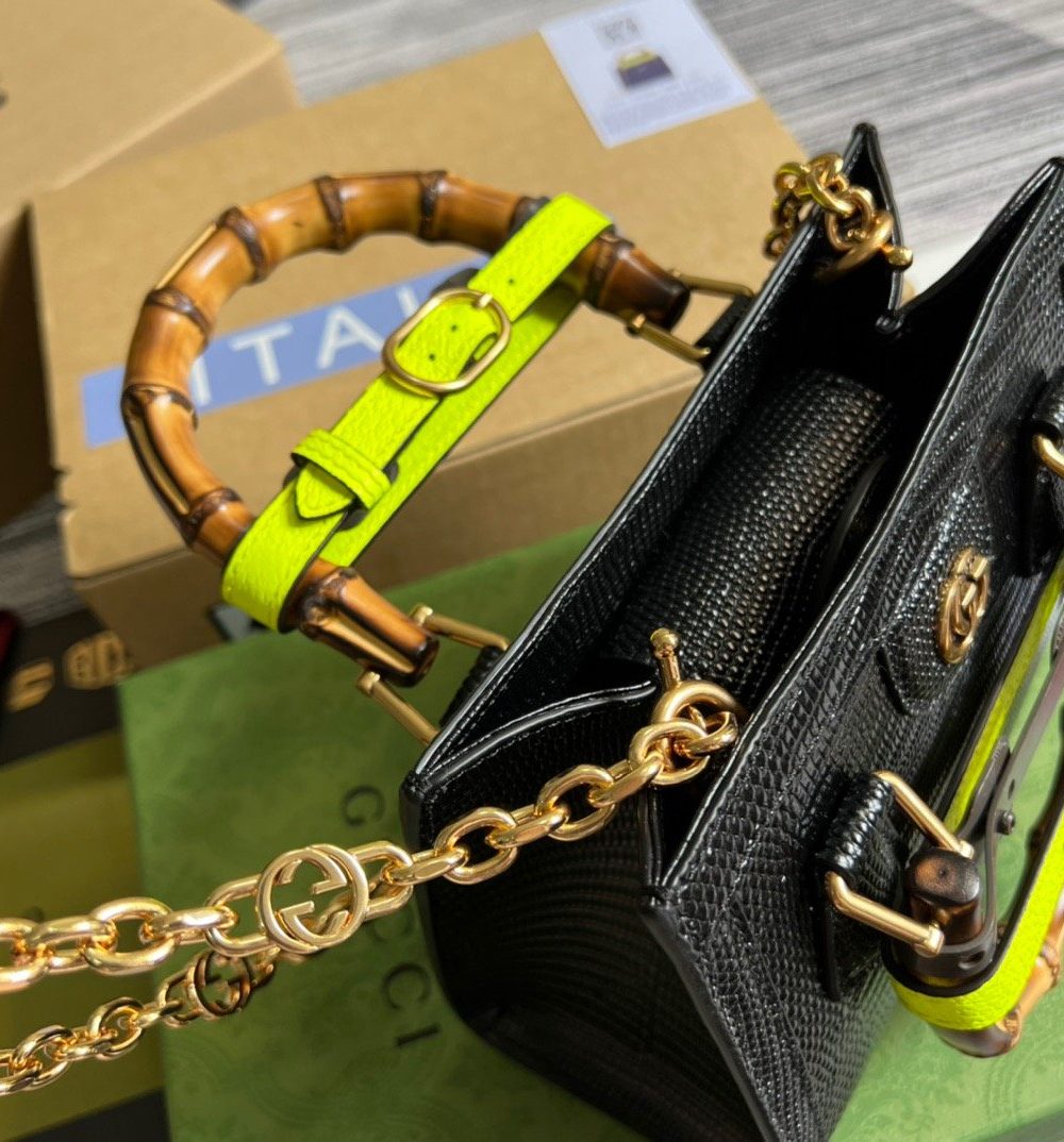 1:1 Replica Gucci Lizard Mini Tote Bag Green For Women, Women's Bags 7.9in/20cm GG