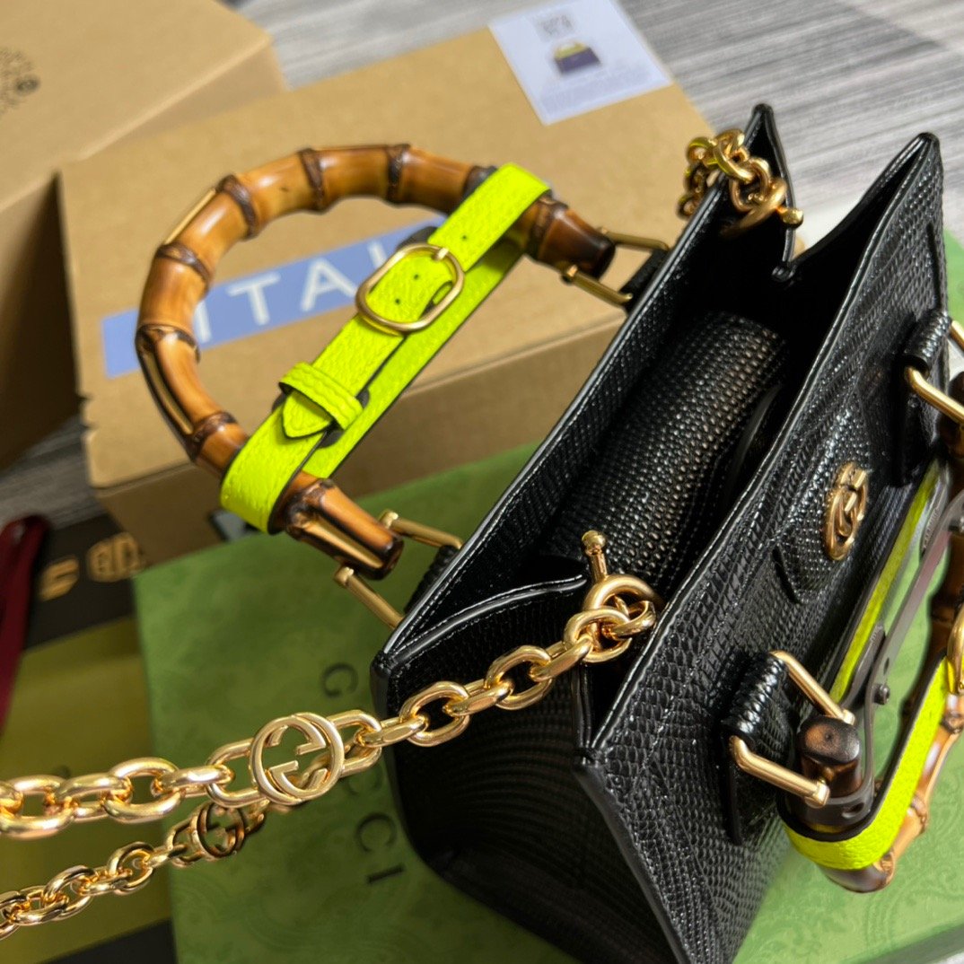 1:1 Replica Gucci Lizard Mini Tote Bag Green For Women, Women's Bags 7.9in/20cm GG - Image 2
