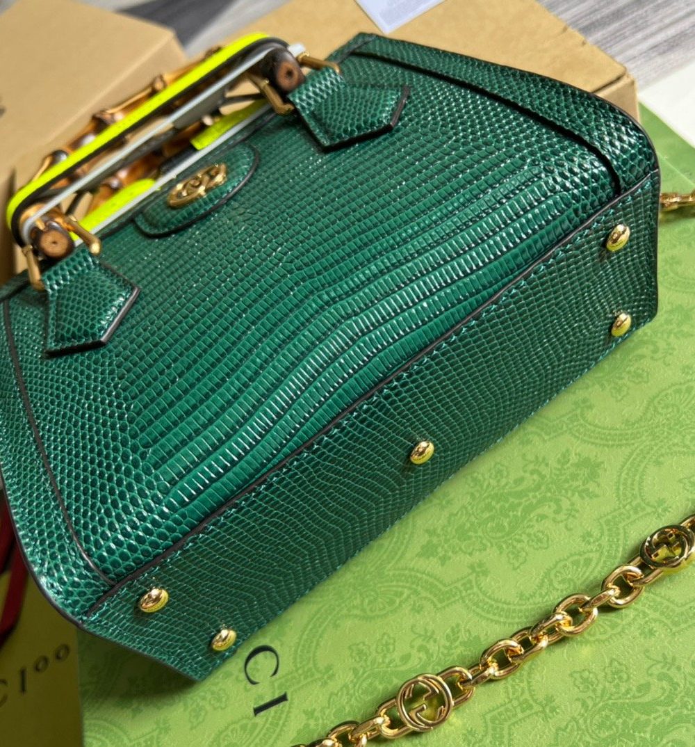 1:1 Replica Gucci Lizard Mini Tote Bag Green For Women, Women's Bags 7.9in/20cm GG