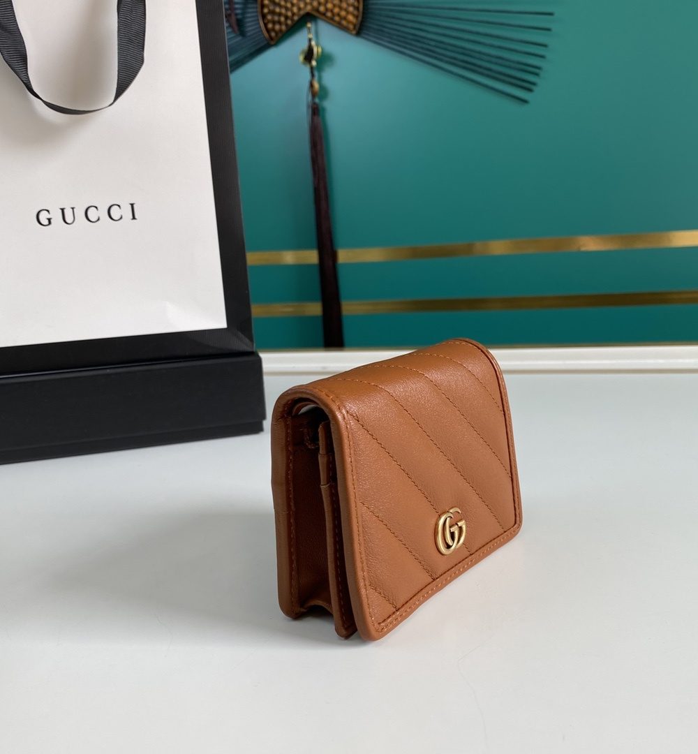 1:1 Replica Gucci Marmont Card Case Wallet Brown Women’s Wallet 11cm/4.3in GG 466492