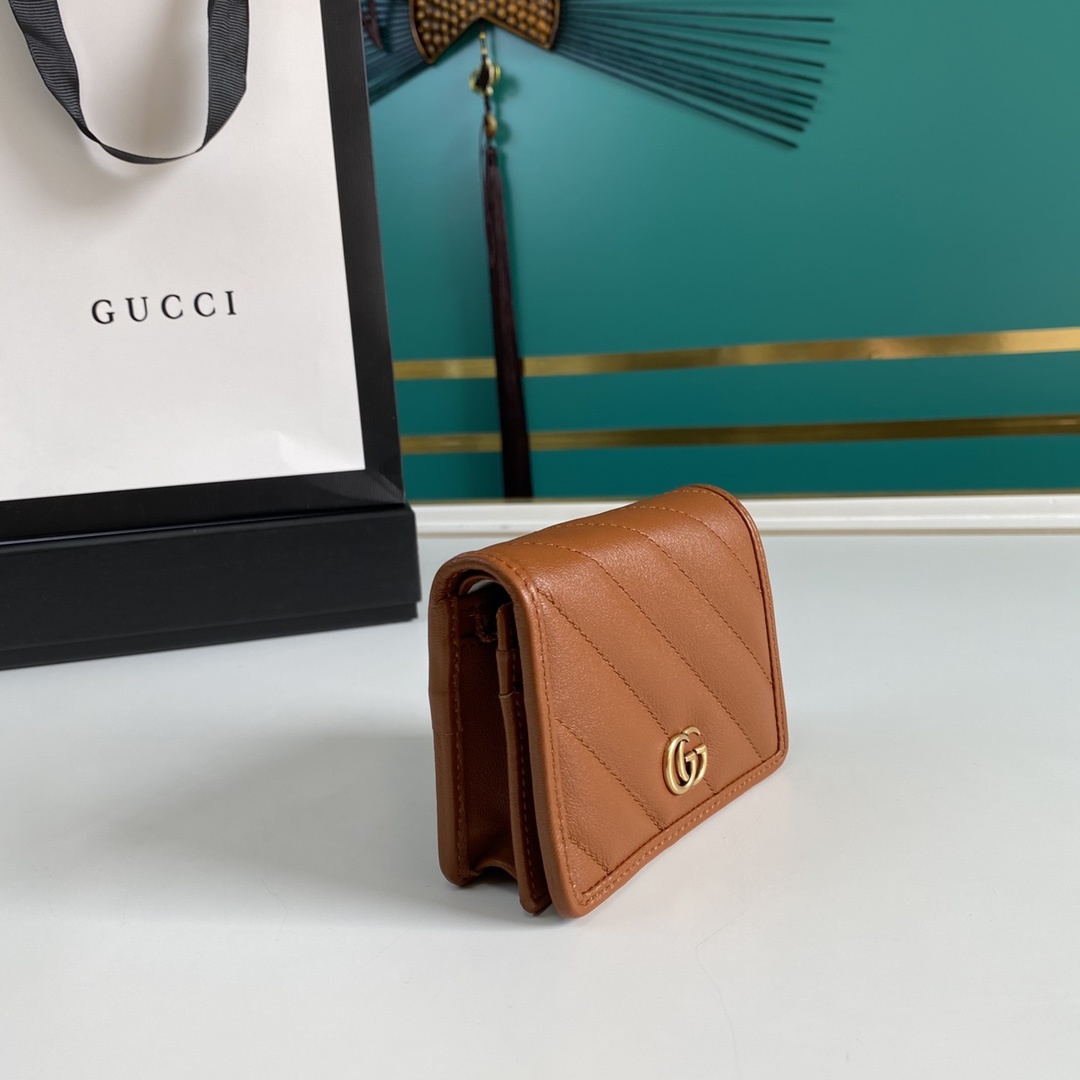 1:1 Replica Gucci Marmont Card Case Wallet Brown Women’s Wallet 11cm/4.3in GG 466492 - Image 4