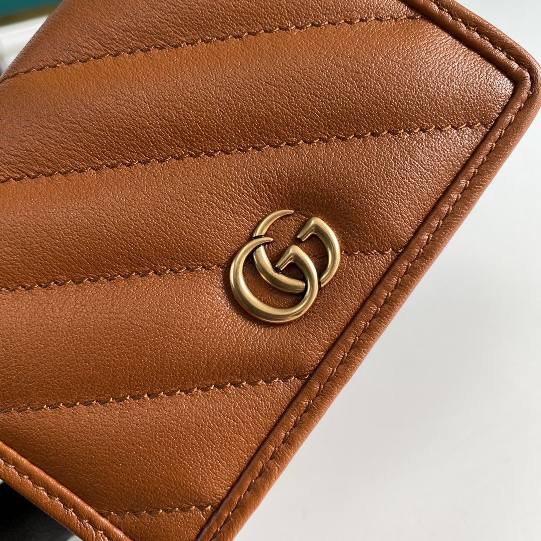 1:1 Replica Gucci Marmont Card Case Wallet Brown Women’s Wallet 11cm/4.3in GG 466492 - Image 2