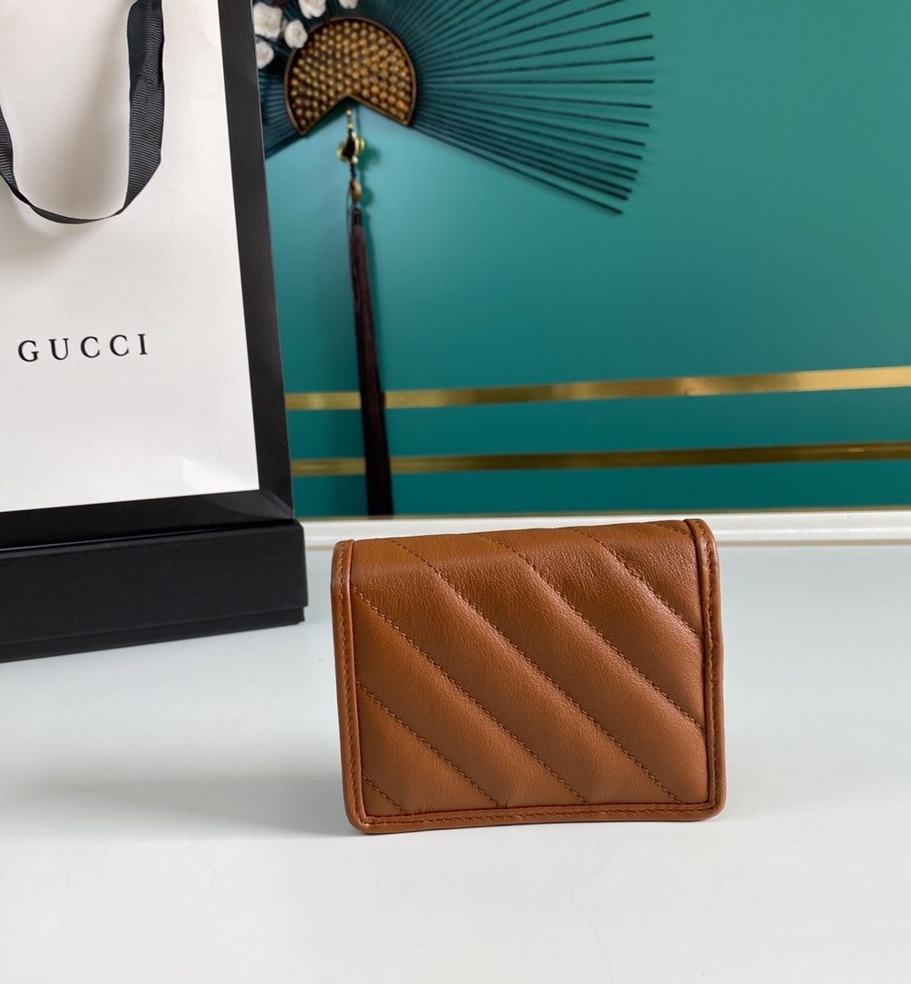 1:1 Replica Gucci Marmont Card Case Wallet Brown Women’s Wallet 11cm/4.3in GG 466492