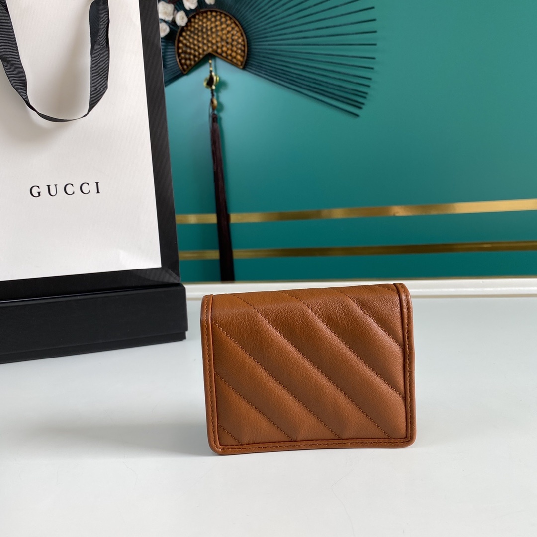 1:1 Replica Gucci Marmont Card Case Wallet Brown Women’s Wallet 11cm/4.3in GG 466492 - Image 3