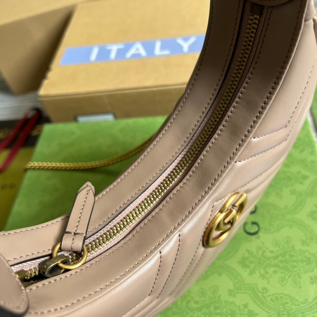 1:1 Replica Gucci Marmont Half Moon Shaped Mini Bag Beige For Women, Women's Bags 8.5in/22cm GG - Image 8