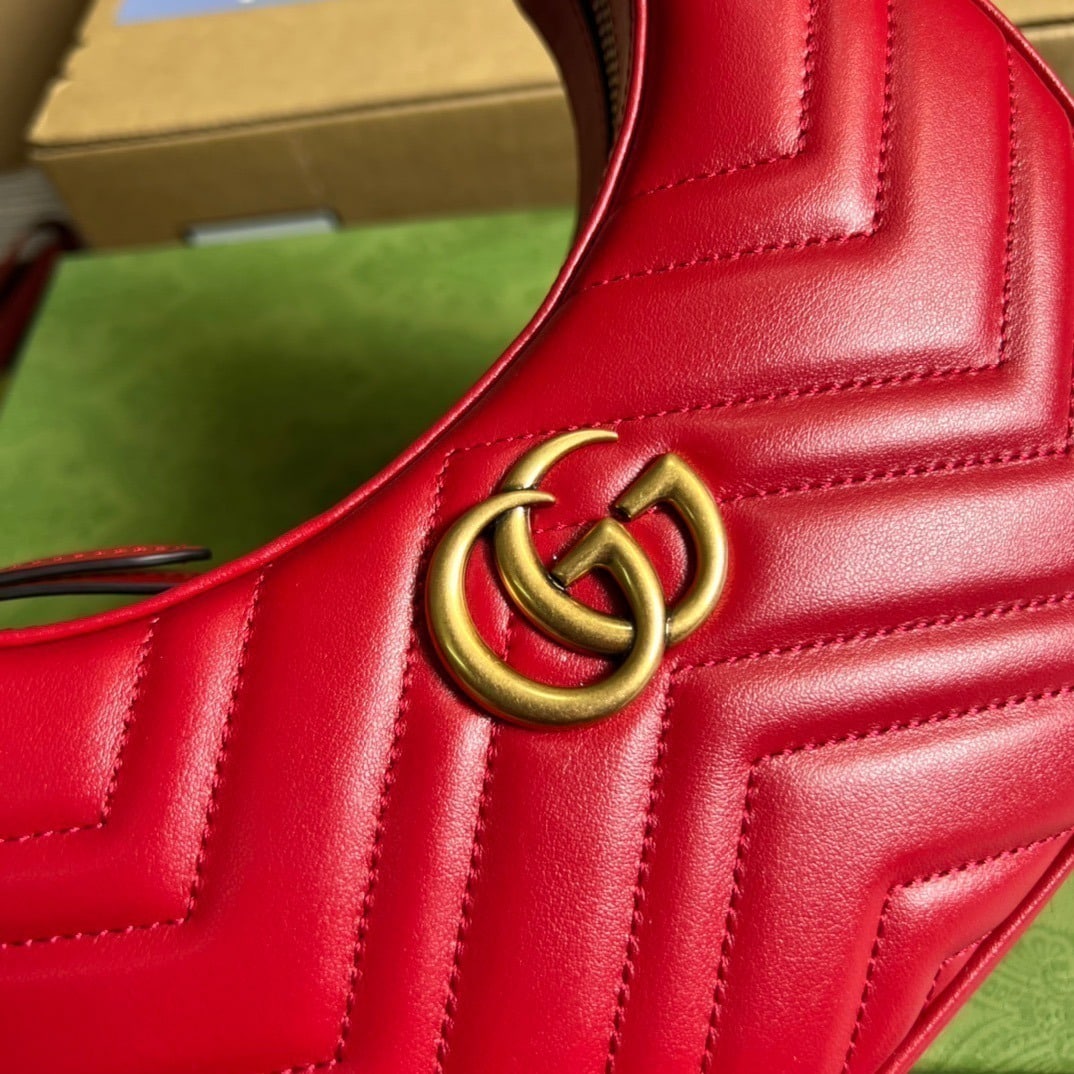 1:1 Replica Gucci Marmont Half Moon Shaped Mini Bag Red For Women, Women's Bags 8.5in/22cm GG - Image 11