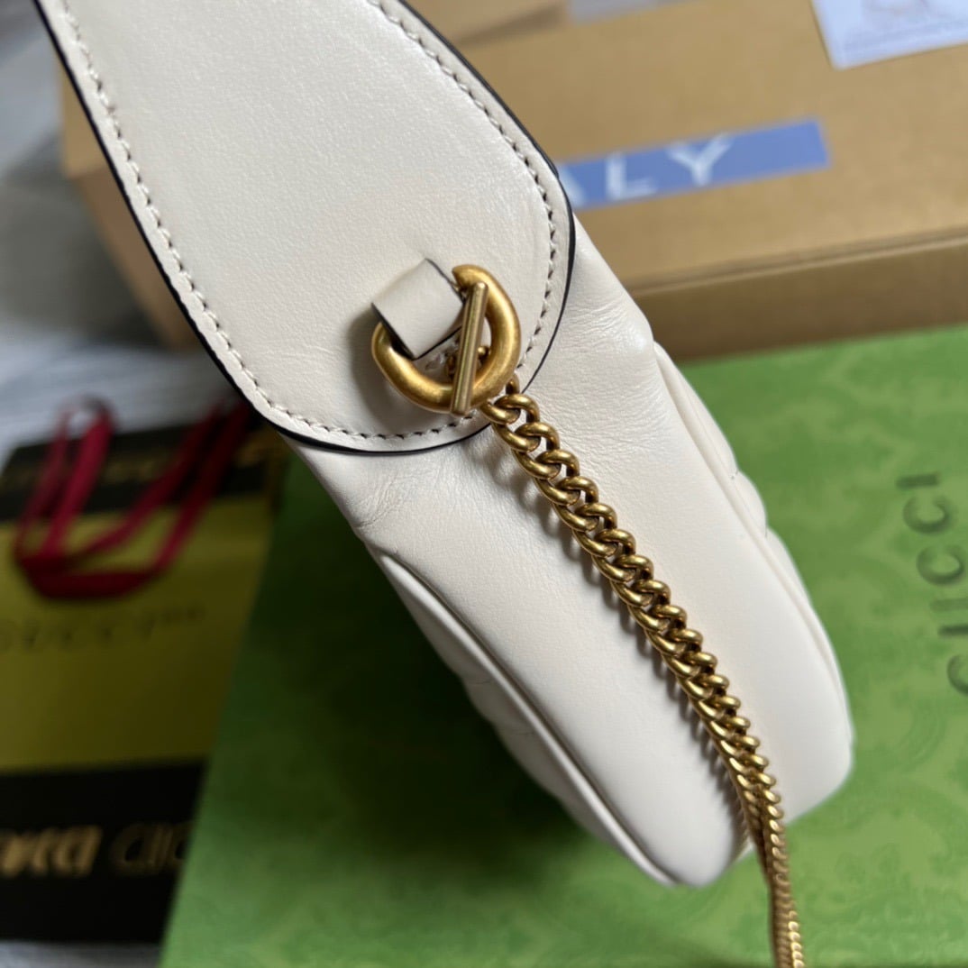 1:1 Replica Gucci Marmont Half Moon Shaped Mini Bag White For Women, Women's Bags 8.5in/22cm GG 699514 DTDHT 9022 - Image 2