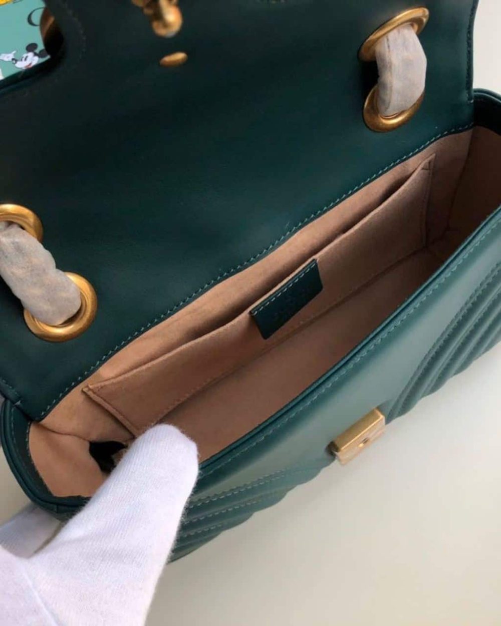 1:1 Replica Gucci Marmont Matelassé Mini Bag Green Matelassé Chevron For Women 8.5in/22cm GG 446744