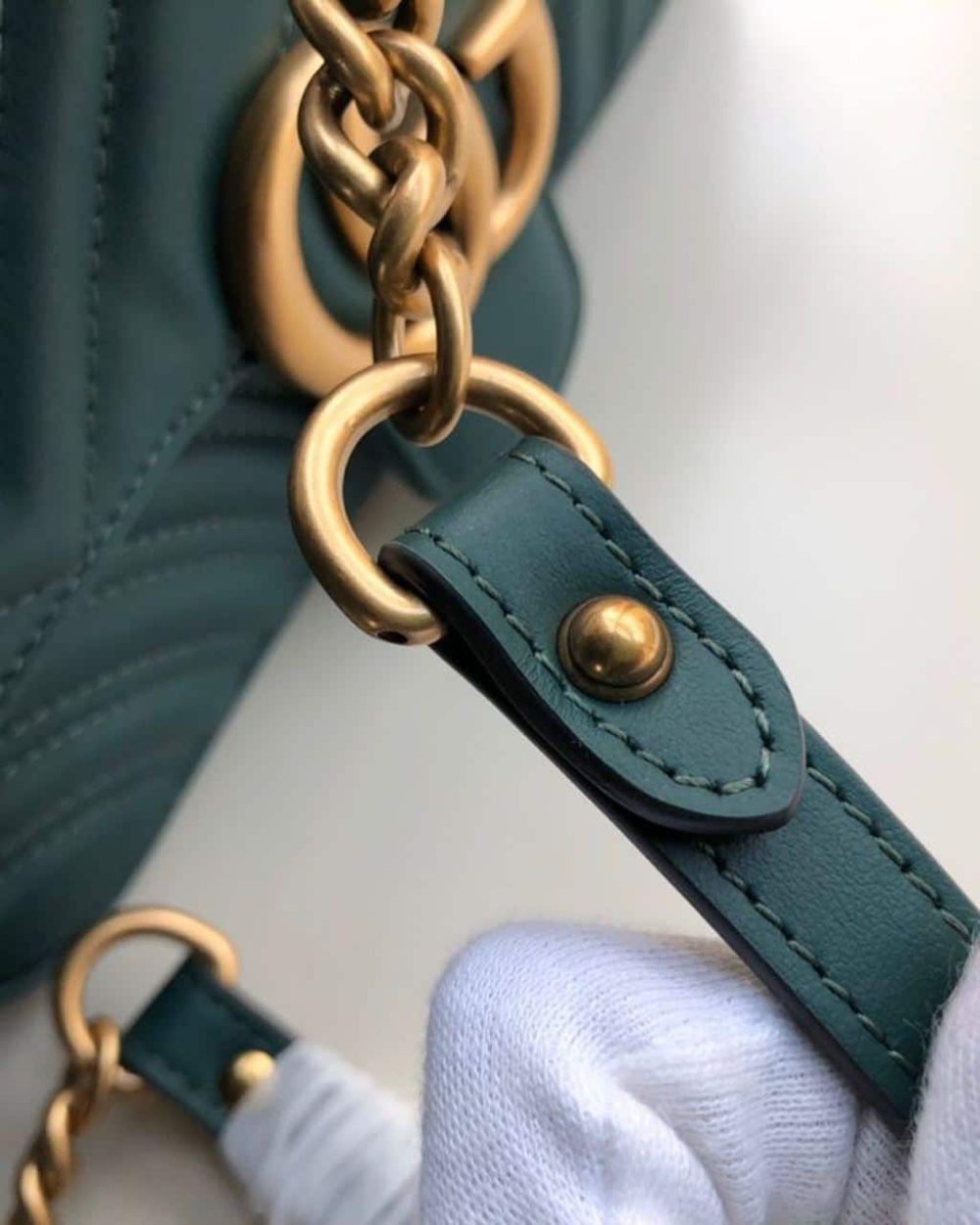 1:1 Replica Gucci Marmont Matelassé Mini Bag Green Matelassé Chevron For Women 8.5in/22cm GG 446744