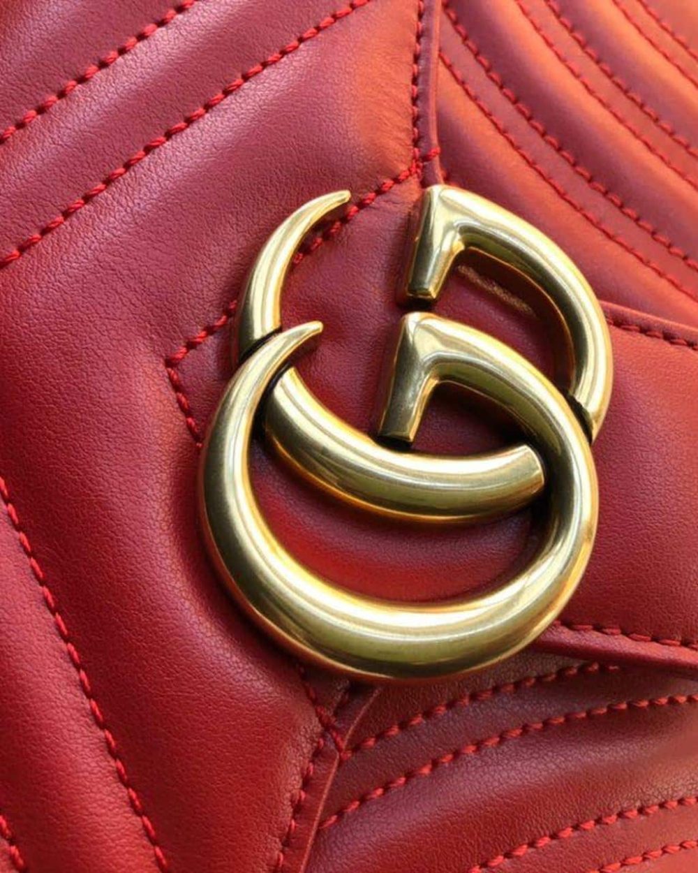 1:1 Replica Gucci Marmont Matelassé Mini Bag  Red Matelassé Chevron  For Women 8.5in/22cm GG 446744