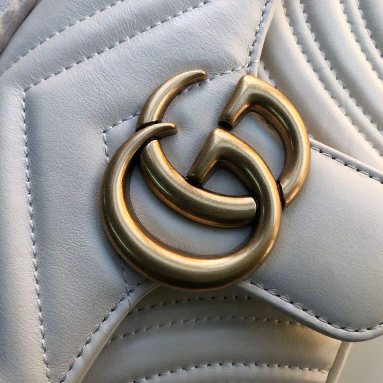 1:1 Replica Gucci Marmont Matelassé Mini Bag White For Women 8.5in/22cm GG 446744 DTDIT 9022 - Image 5