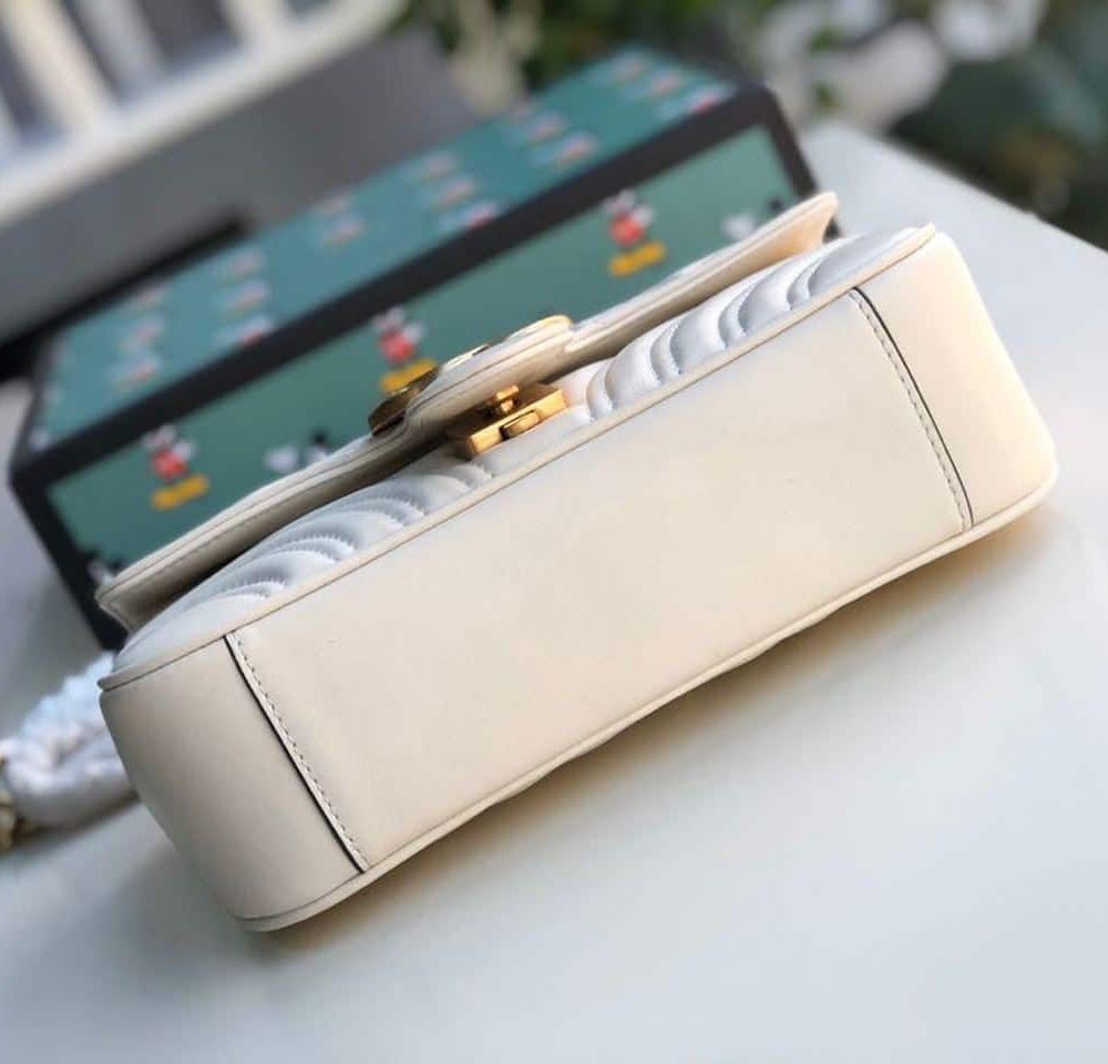 1:1 Replica Gucci Marmont Matelassé Mini Bag  White  For Women 8.5in/22cm GG 446744 DTDIT 9022